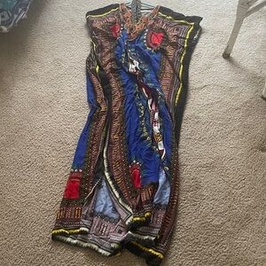 Beautiful kimono Colorful Egyptian  Print Maxi Dress